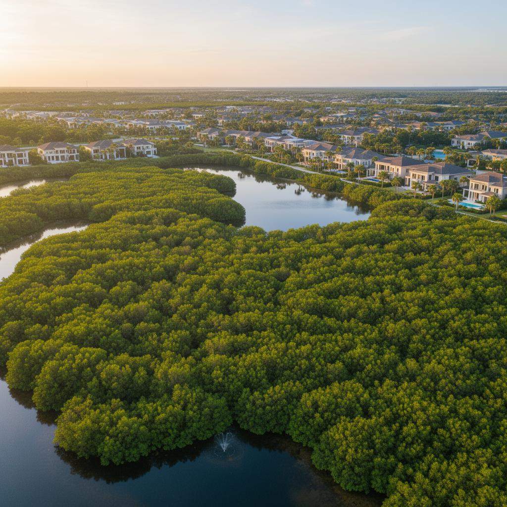 Aerial view of Kingston's preserved wetlands and natural areas
