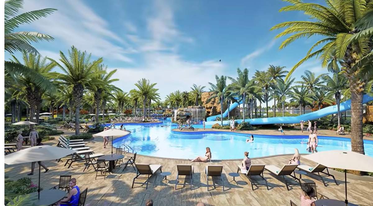 Waterslides at the Kingston South resort pool