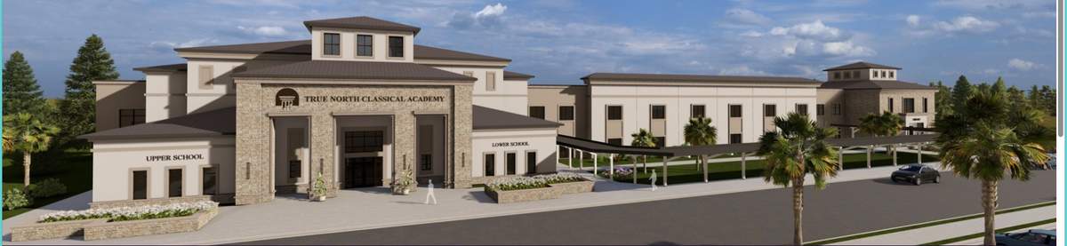 Official rendering of True North Classical Academy at Kingston, showing the Upper School and Lower School wings