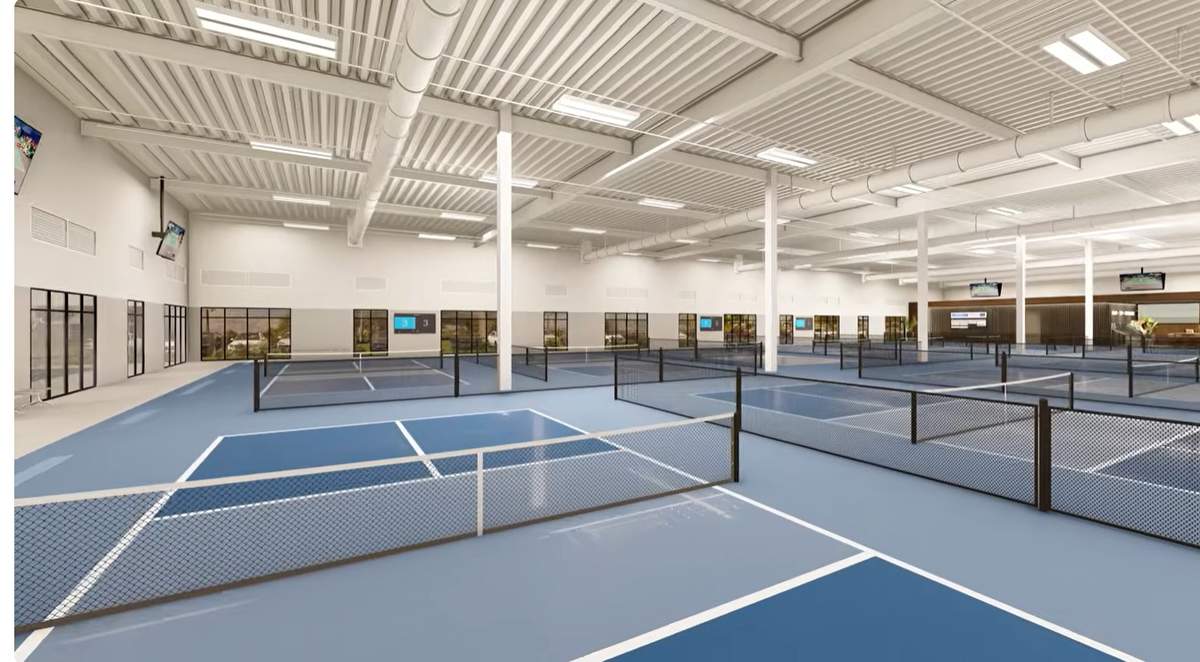 Indoor pickleball courts at Kingston South