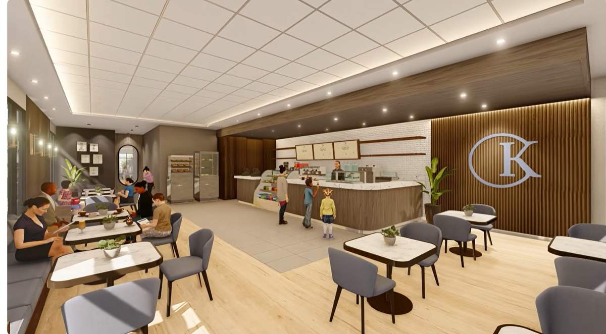 Café counter and bakery case at Kingston South